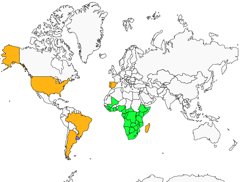 Distribution common.waxbill