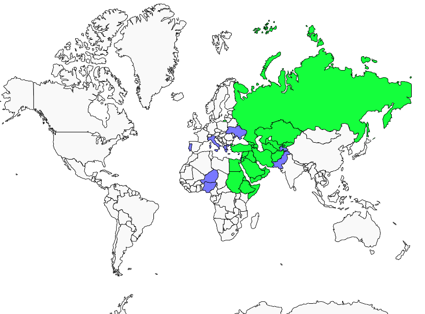 Distribution menetries.s.warbler