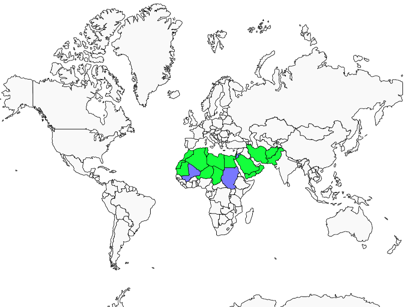 Distribution crowned.sandgrouse