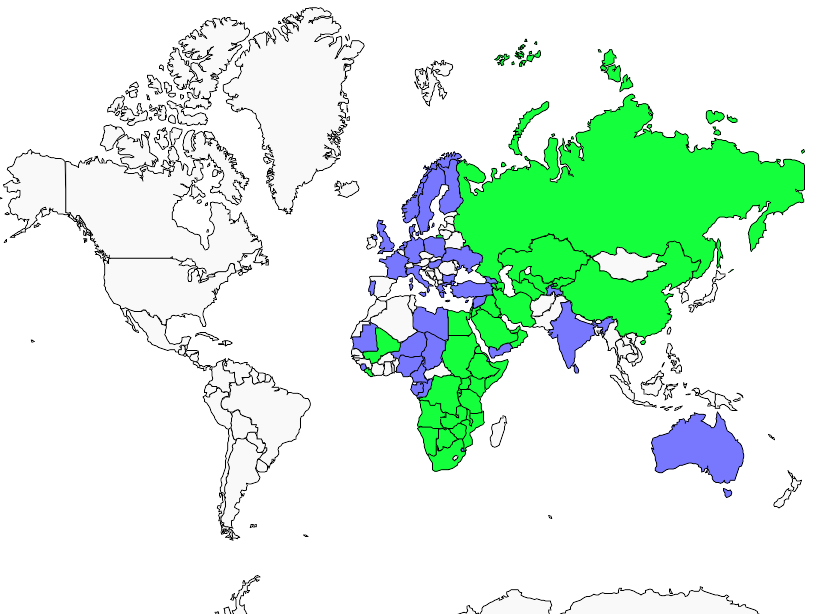 Distribution pluvier.asiatique