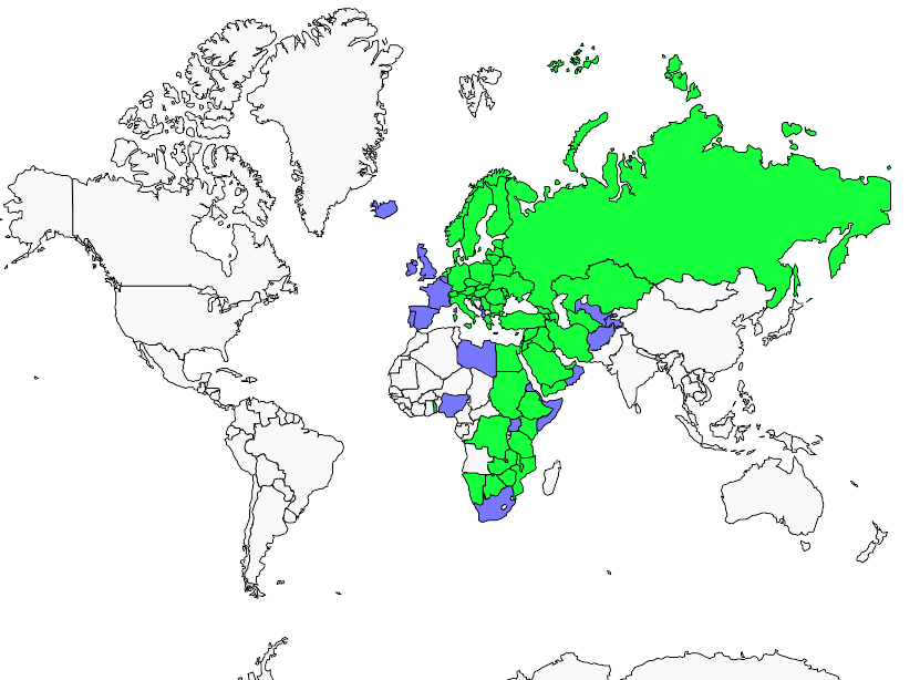 Distribution thrush.nightingale