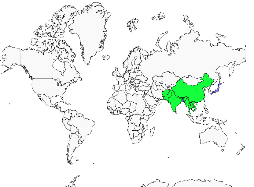 Distribution blue-fronted.redstart