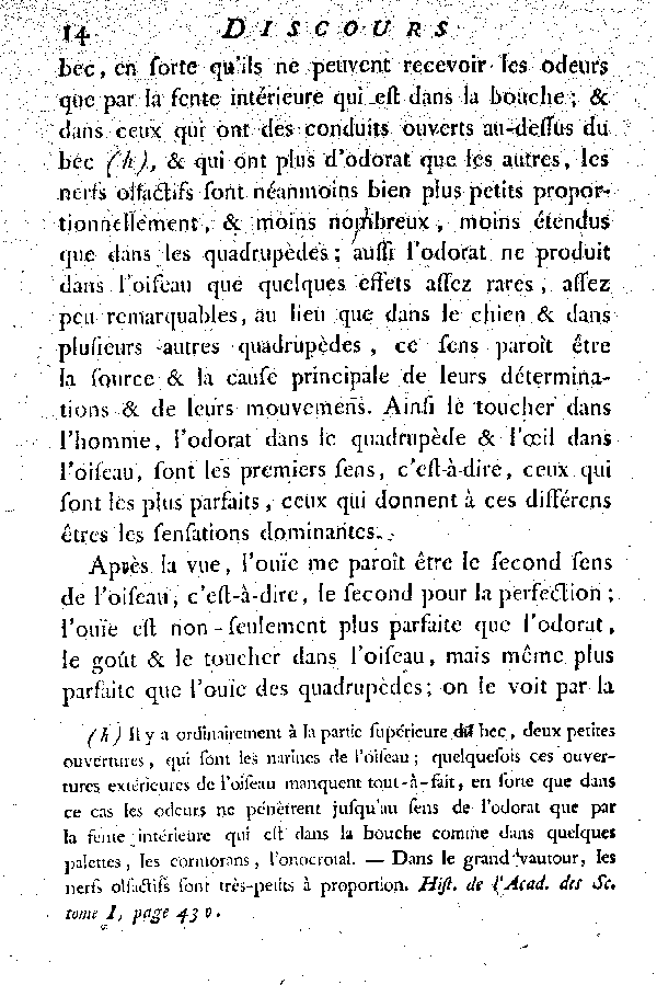 Discours sur la nature des Oiseaux.