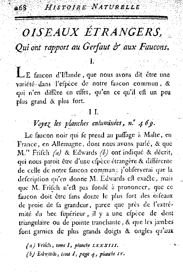 Oiseaux étrangers qui ont rapport au Gerfaut et aux Faucons