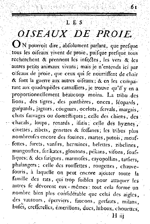 Les Oiseaux de proie.