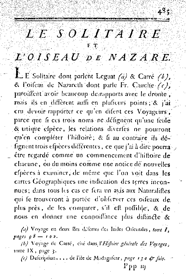 Le Solitaire et l'Oiseau de Nazare.