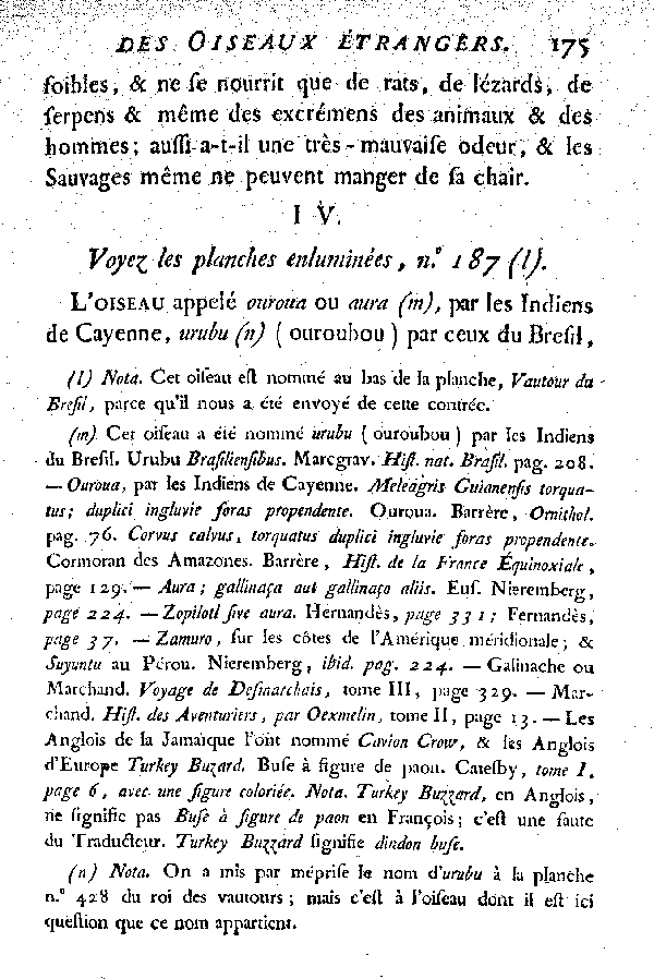 Oiseaux étrangers qui ont rapport aux Vautours