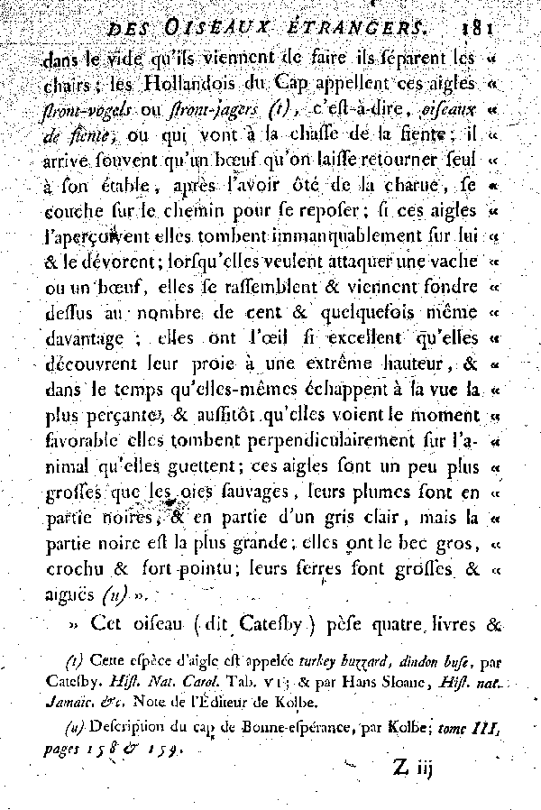 Oiseaux étrangers qui ont rapport aux Vautours