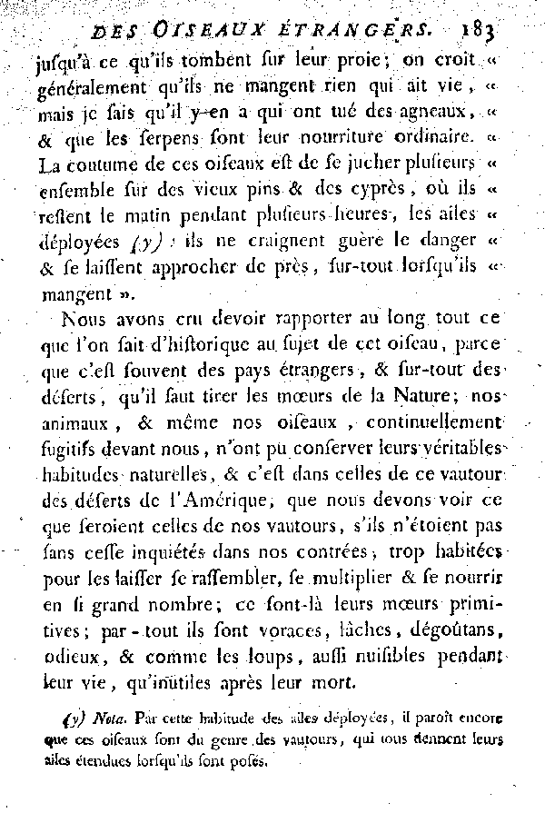 Oiseaux étrangers qui ont rapport aux Vautours