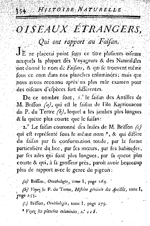 Oiseaux étrangers qui ont rapport au Faisan