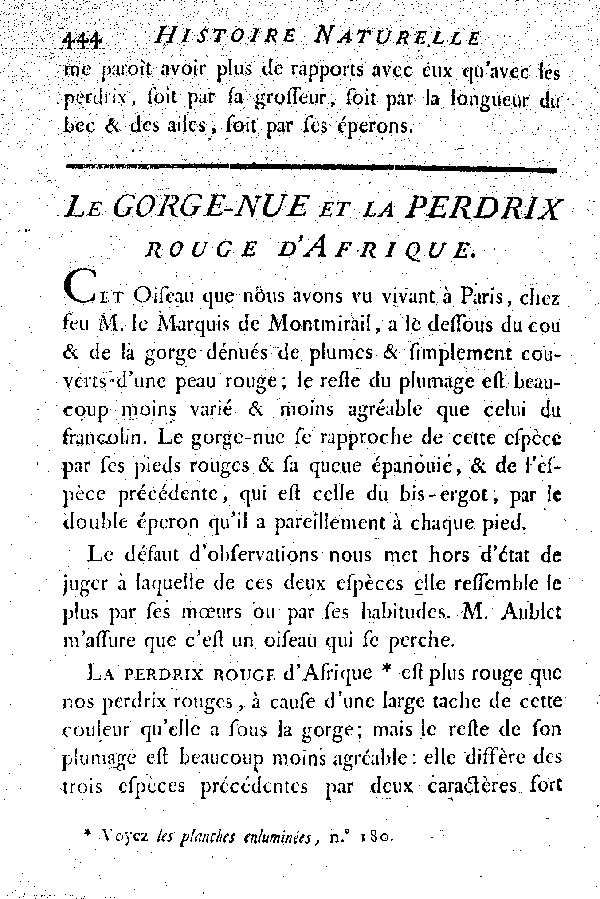 Le Gorge-nue et la Perdrix rouge d'Afrique