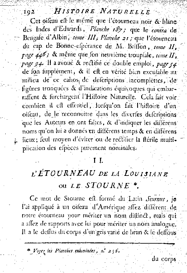 II. L'étourneau de la Louisiane ou le Stourne