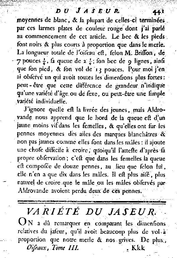 Variété du Jaseur