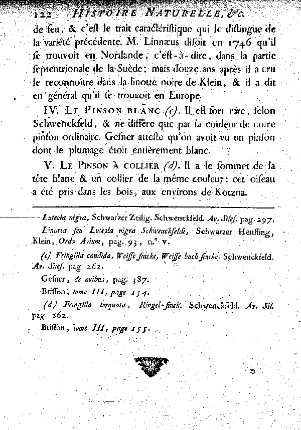 V. Le Pinson à collier.