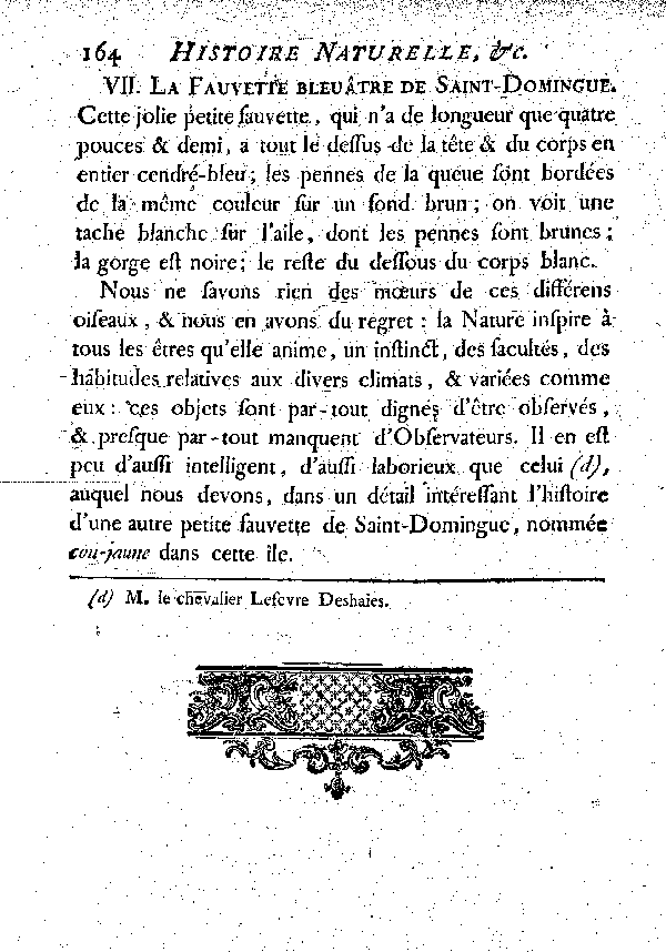 VII. La Fauvette bleuâtre de Saint-Domingue