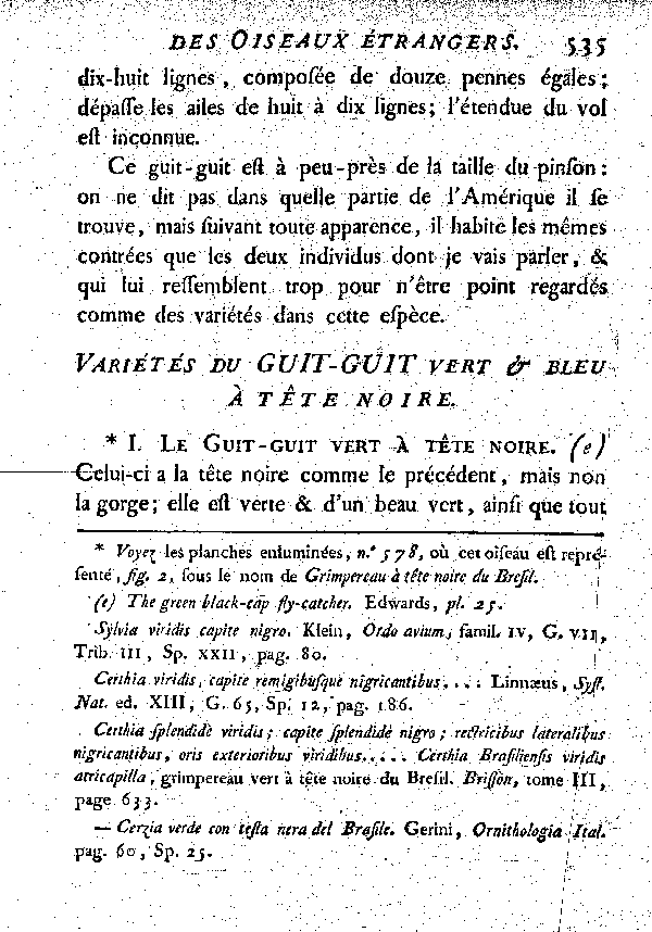 Variétés du Guit-guit vert et bleu à tête noire