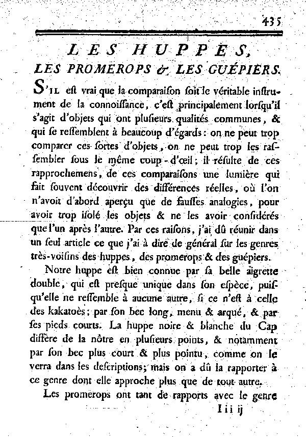 LES HUPPES, les Promerops et les Guépiers.