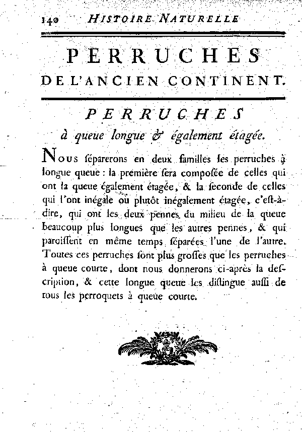 PERRUCHES à queue longue et également étagée.