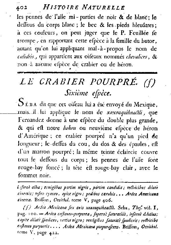 Le Crabier pourpré.