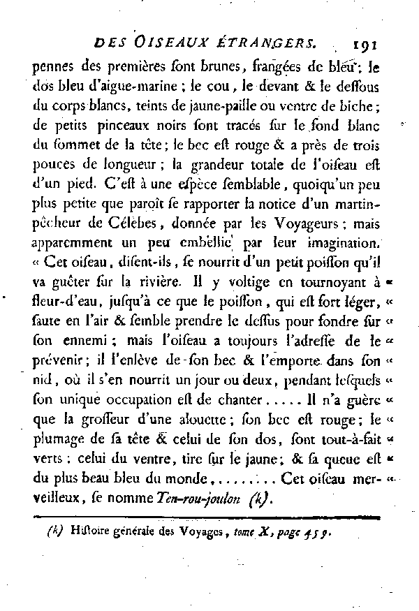 Le Martin - pêcheur à tête et cou couleur de paille.