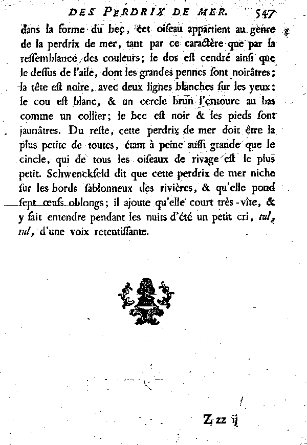 La Perdrix de mer à collier.