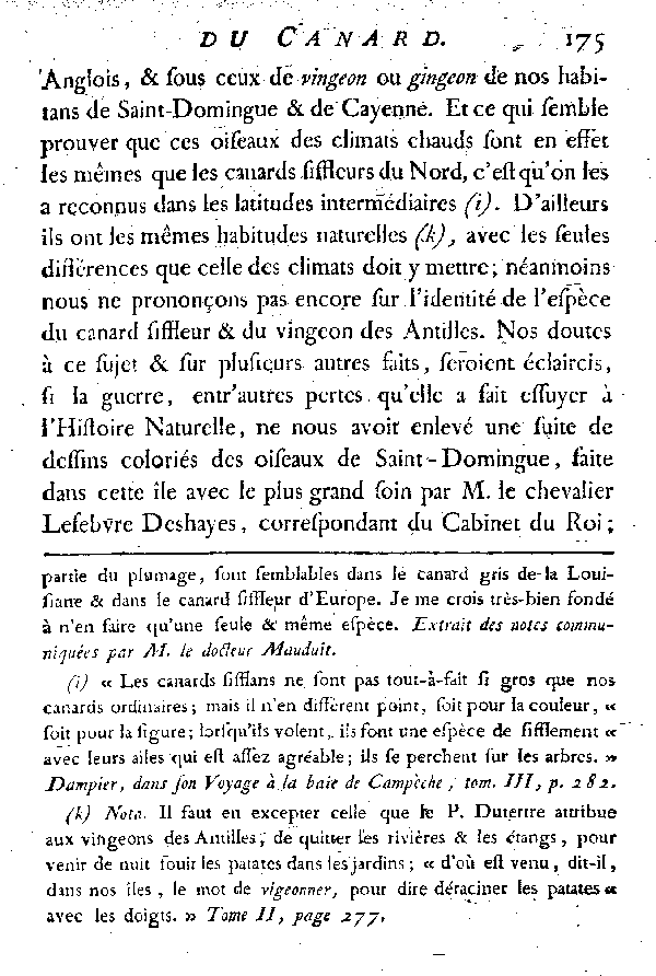 LE CANARD SIFFLEUR et LE VINCEON ou GINGEON.