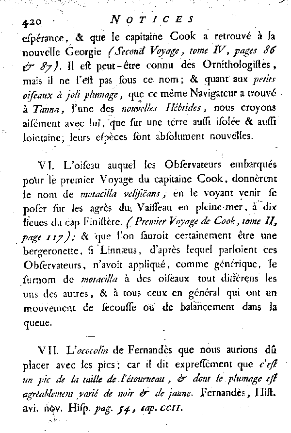 NOTICES et indications de quelques espèces d'Oiseaux incertaines ou inconnues.