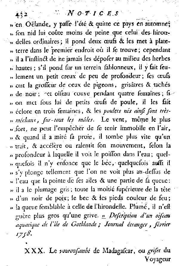 NOTICES et indications de quelques espèces d'Oiseaux incertaines ou inconnues.