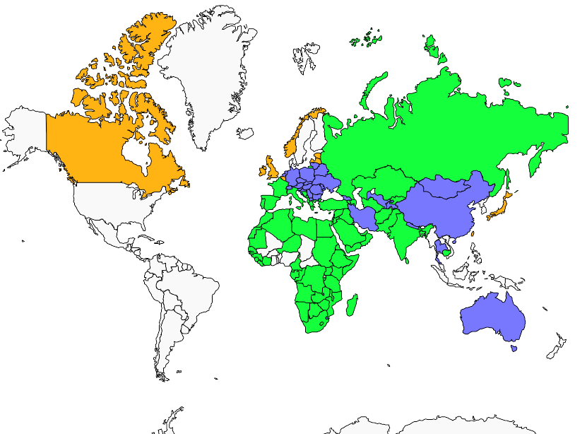 Greater flamingo geographic range